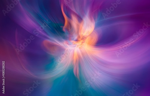 Abstract Swirling Hues Of Purple Orange And Teal