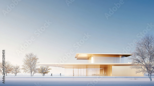 Wallpaper Mural Modern Minimalist Architecture in Snowy Landscape Torontodigital.ca