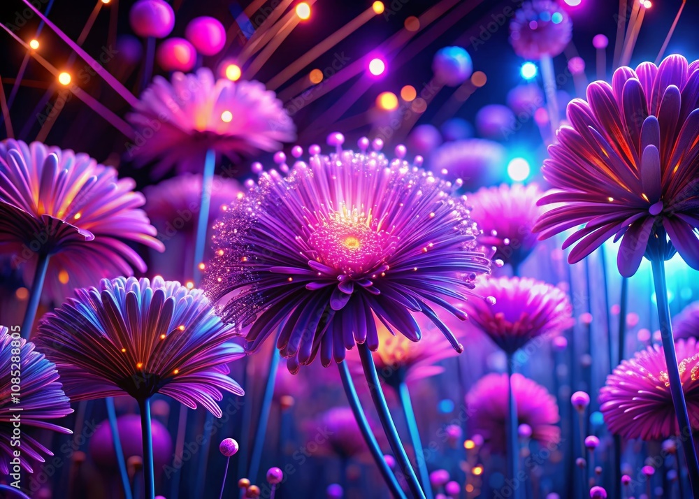 Tilt-Shift Abstract Flowers Neon Festival 3D Render Tilt-Shift Abstract Flowers Neon Festival 3D Render