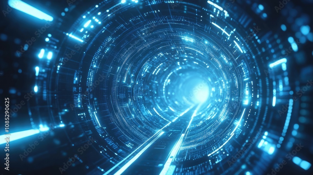 Abstract 3D Rendering of a Futuristic Tunnel Abstract 3D Rendering of a Futuristic Tunnel