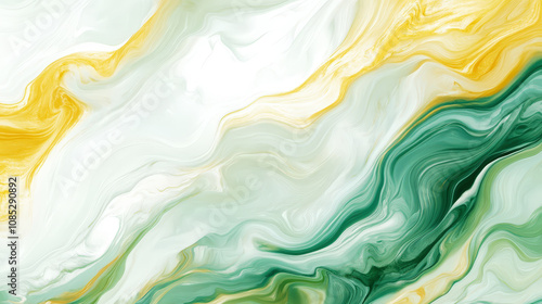 Wallpaper Mural Aesthetic wavy dynamic background. Pastel mint, yellow, white and beige colors. Banner template. Generative AI Torontodigital.ca