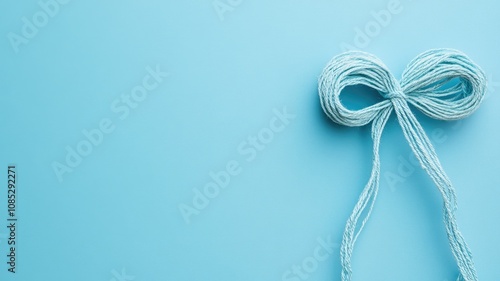 Light blue string bow against matching background
