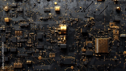Circuit Board -  Golden Abstract
