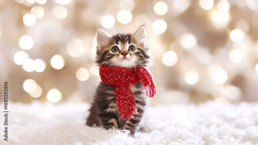 Sweet Kitten in Festive Red Accessories Sweet Kitten in Festive Red Accessories