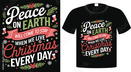 Merry Christmas for holiday typography T-Shirt Design, Sticker, Bag, Mug Design