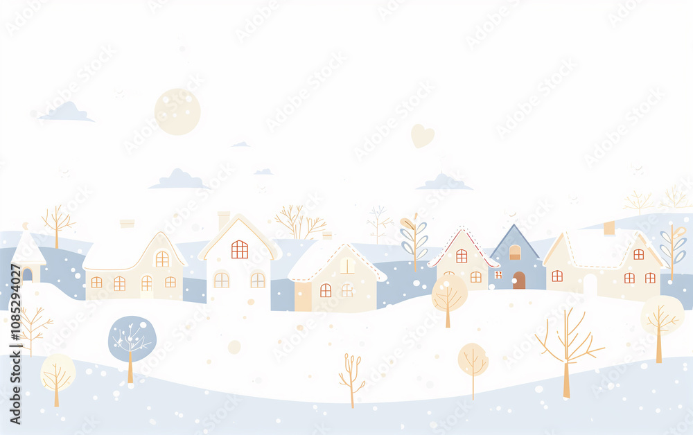 Winter Town under Snowfall