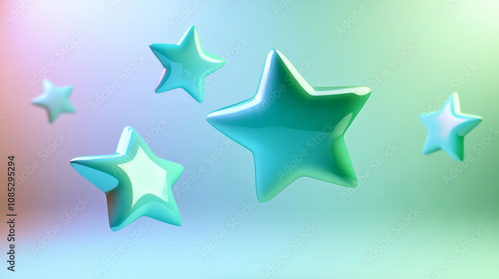 3d green stars on gradient background 3d green stars on gradient background