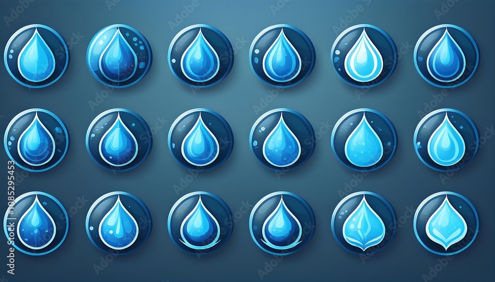 A set of blue waterdrop icons in vector format suitable for mobile, UI, and web design, wit_1(141) A set of blue waterdrop icons in vector format suitable for mobile, UI, and web design, wit_1(141)