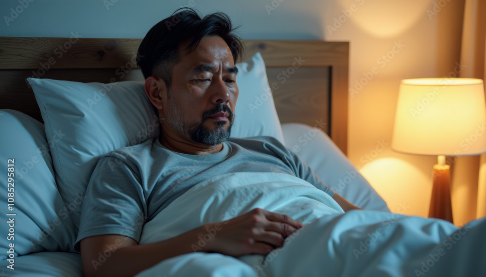 Man Struggling to Sleep at Night Man Struggling to Sleep at Night