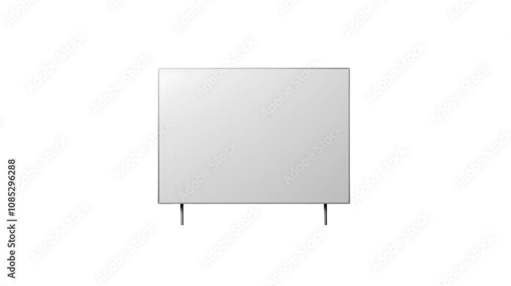 Vertical Blank Billboard with Thin Metallic Poles on White Background Vertical Blank Billboard with Thin Metallic Poles on White Background