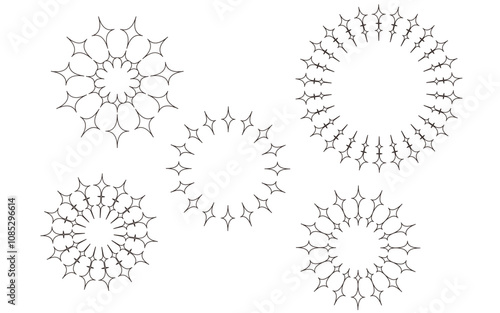 光モチーフのデザイン、フレーム。ゴシック風。白。