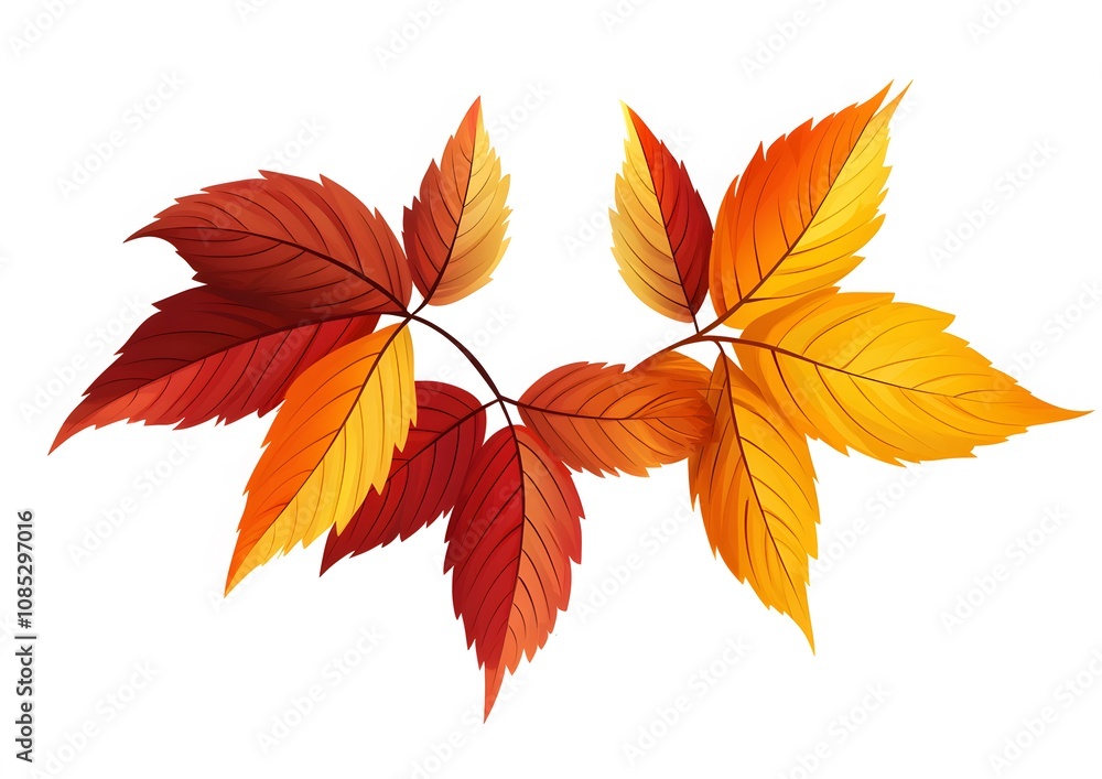 Autumn leaves branch colorful vibrant foliage design Autumn leaves branch colorful vibrant foliage design