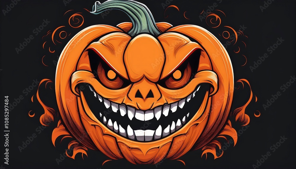 A spooky pumpkin face vector illustration with an evil grinning expression is perfect for H_1(164) A spooky pumpkin face vector illustration with an evil grinning expression is perfect for H_1(164)