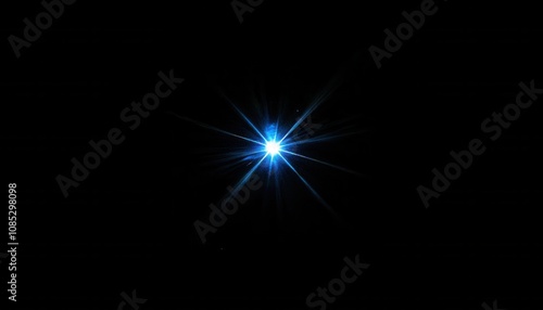 realistic lens flare with the light of an object in focus against a black background