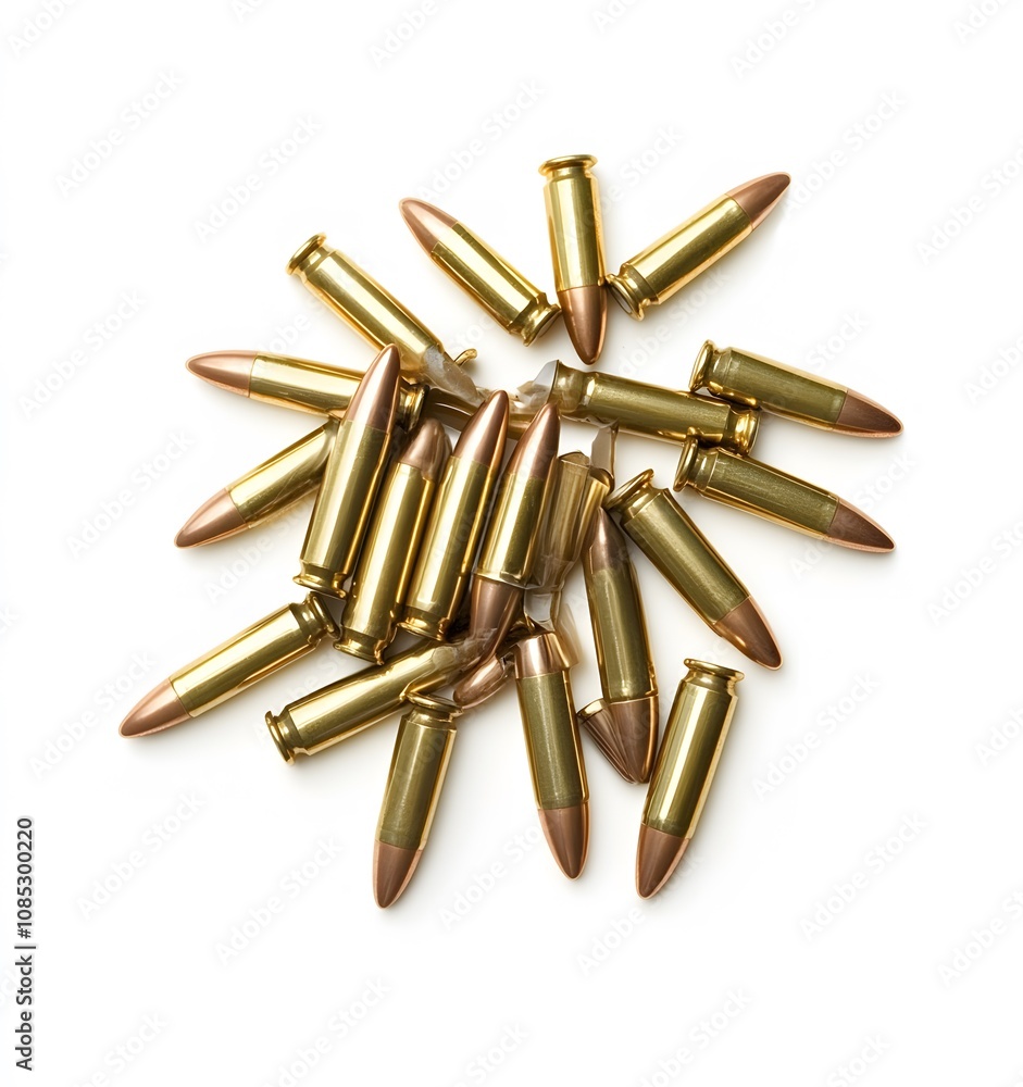 A Scattered Collection Of Golden Ammunition Rounds A Scattered Collection Of Golden Ammunition Rounds