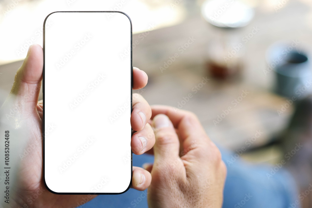 Mobile phone blank white screen mockup.texting using cell phone.background empty space for advertise.work people contact marketing business,technology Mobile phone blank white screen mockup.texting using cell phone.background empty space for advertise.work people contact marketing business,technology