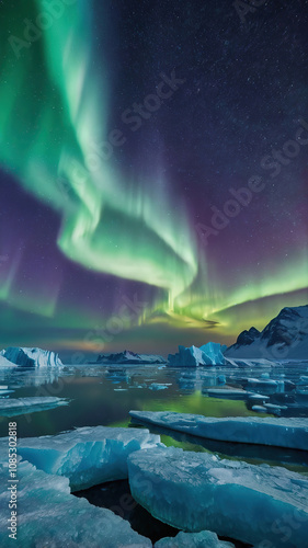 northern lights over the mountains