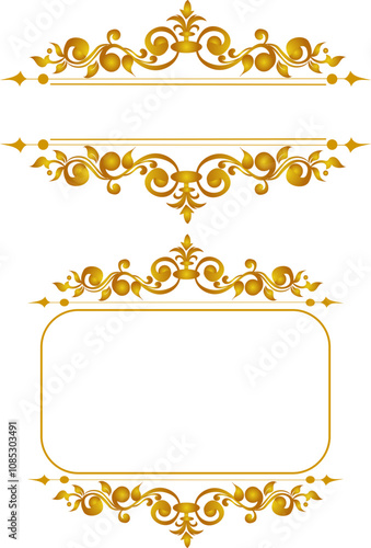 Frame Vintage Vectors & Illustrations, Royal Golden Ornamental Shape Design for Timeless Invitations Greeting Cards  