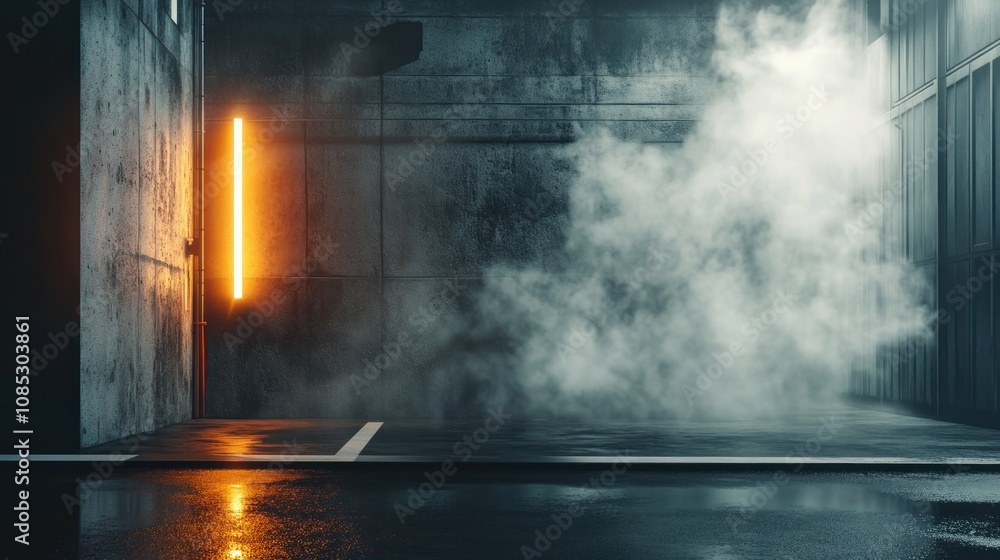 Smoky Alleyway with Neon Light Smoky Alleyway with Neon Light