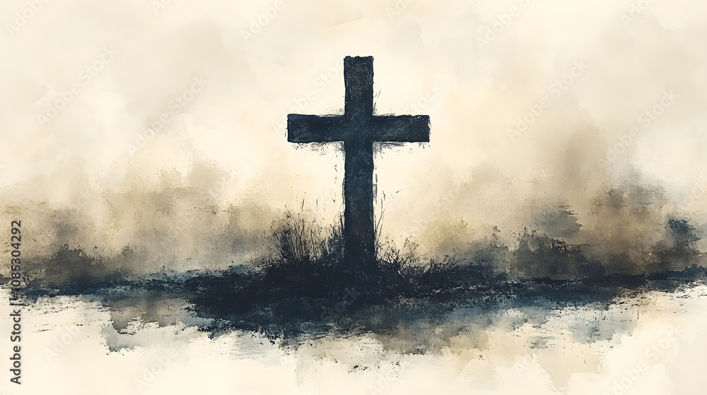 A hand-drawn illustration of an empty cross on a white background, symbolizing faith, spirituality, and Christian beliefs, ideal for themes of religion, hope, and Easter in minimalistic and artistic d A hand-drawn illustration of an empty cross on a white background, symbolizing faith, spirituality, and Christian beliefs, ideal for themes of religion, hope, and Easter in minimalistic and artistic d