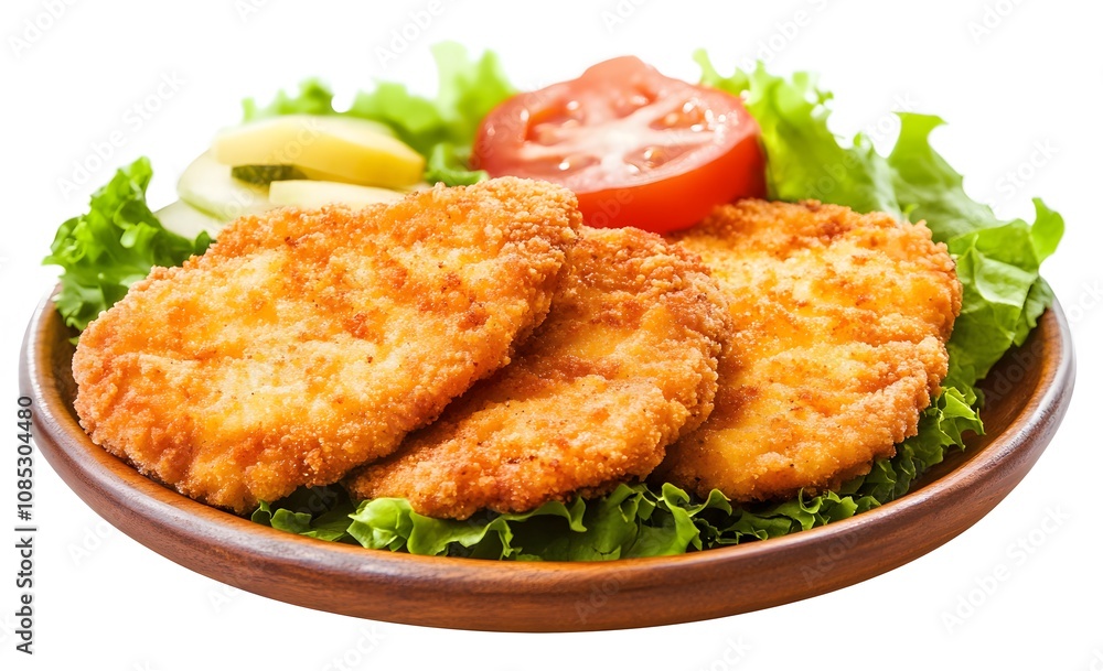 Breaded Chicken Cutlets Served with Salad and Tomato Breaded Chicken Cutlets Served with Salad and Tomato