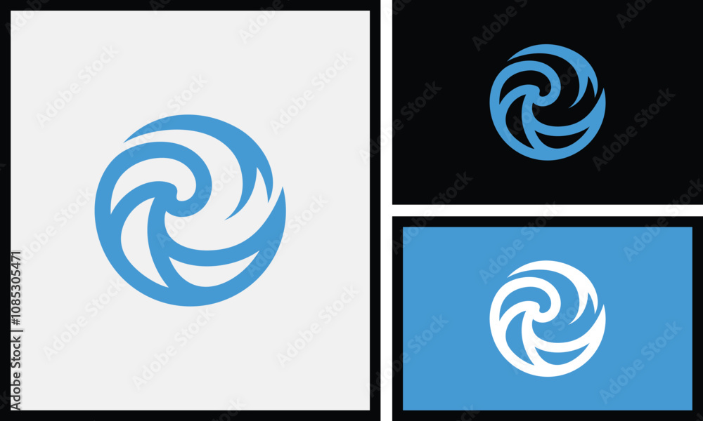 Wave logo design in a circle is simple, minimalist and elegant Wave logo design in a circle is simple, minimalist and elegant