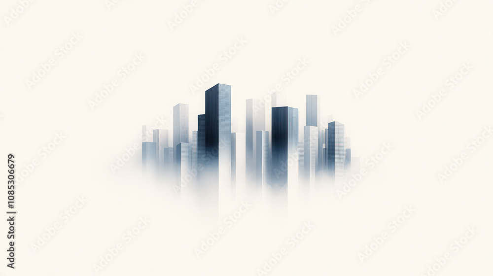 Modern City Skyline in the Mist Modern City Skyline in the Mist