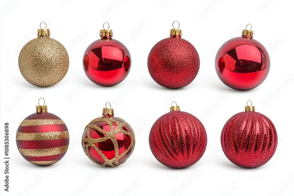 collection of shiny red and gold ornaments for festive decor collection of shiny red and gold ornaments for festive decor