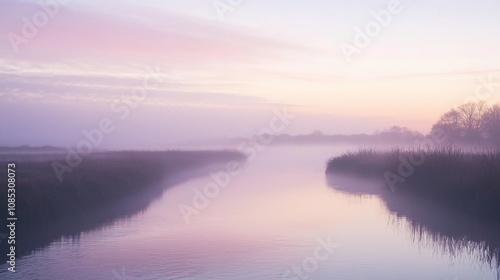 Wallpaper Mural Serene Morning Mist Over a Tranquil River Landscape Torontodigital.ca
