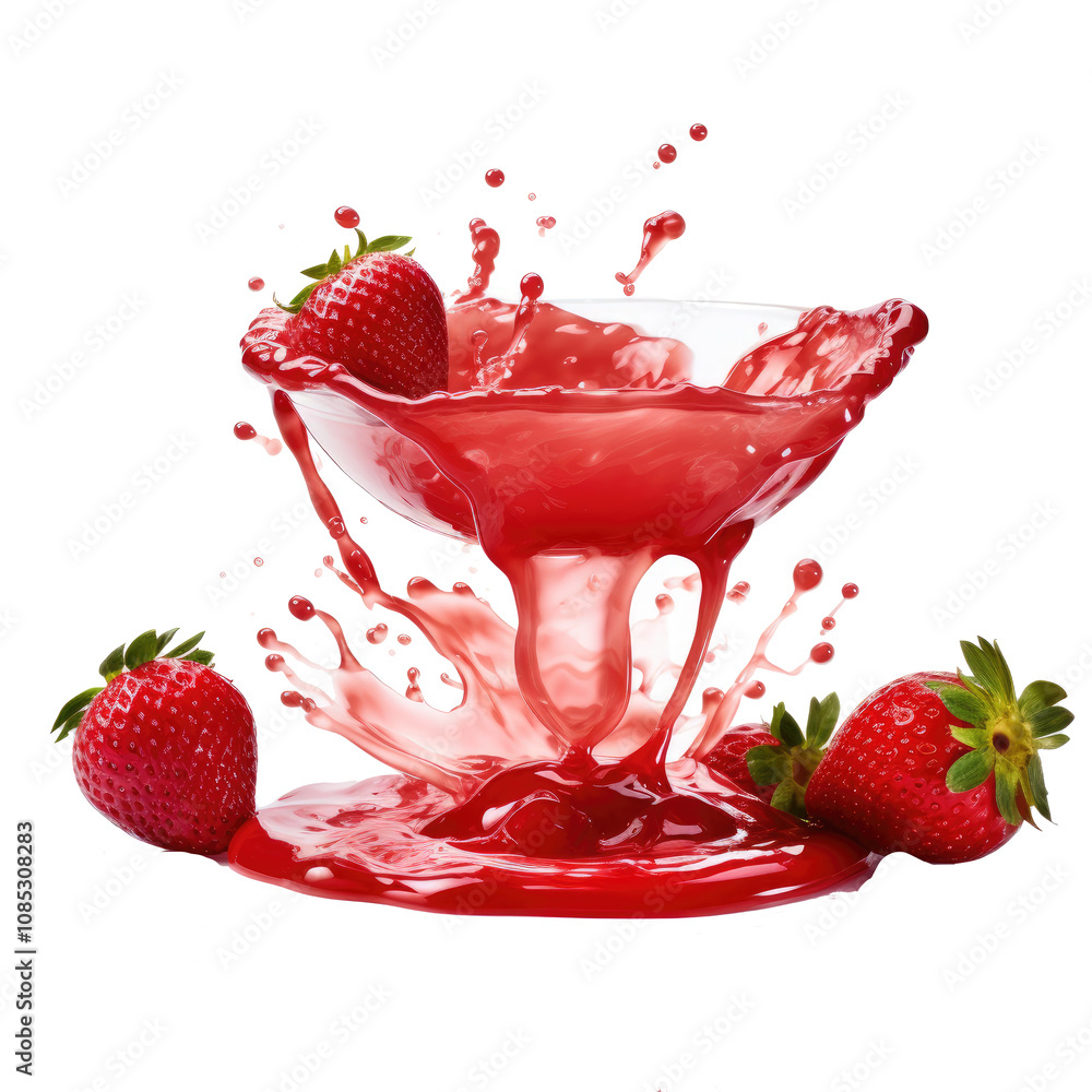 owl of strawberry jam splash on white background owl of strawberry jam splash on white background