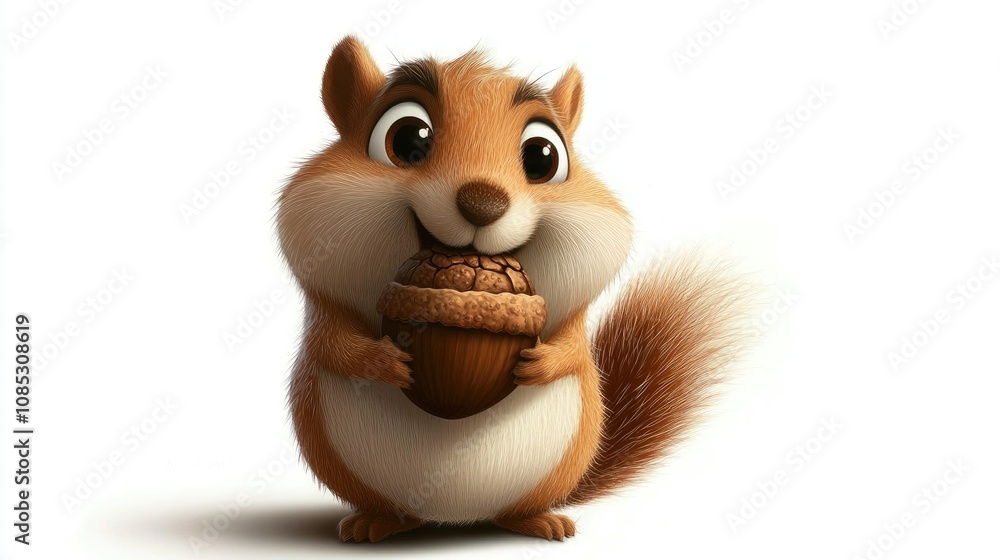 Curious Chubby Squirrel Holding an Acorn Curious Chubby Squirrel Holding an Acorn