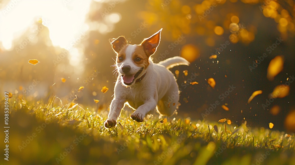 Playful Jack Russell Tugging on Green Grass Playful Jack Russell Tugging on Green Grass