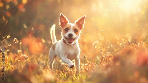 Active Jack Russell Exploring Sunny Meadow