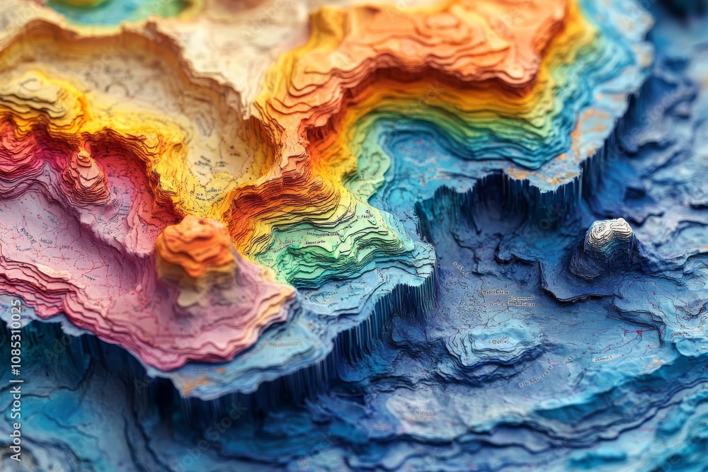 A colourful map with data on climate change. Generative AI A colourful map with data on climate change. Generative AI