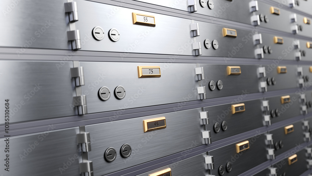 Safe deposit box in a bank depository - 3d illustration Safe deposit box in a bank depository - 3d illustration