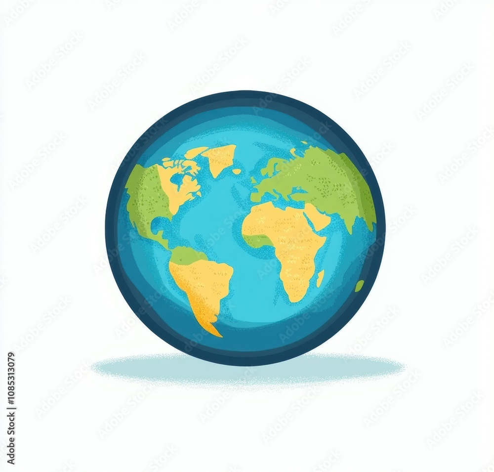 Digital Illustration of a Colorful Earth Globe Showing Continents and Oceans, Ideal for Education, Global Awareness, and Environmental Themes in Various Projects Digital Illustration of a Colorful Earth Globe Showing Continents and Oceans, Ideal for Education, Global Awareness, and Environmental Themes in Various Projects