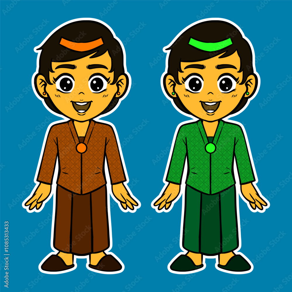 Doodle Sticker Illustration of a Girl Wearing an Indonesian Traditional Dress Doodle Sticker Illustration of a Girl Wearing an Indonesian Traditional Dress