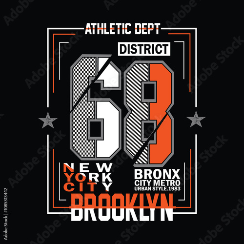 district new york athletic slogan, graphic tee typography design, trendy t shirt print, illustration vector art, letter style	