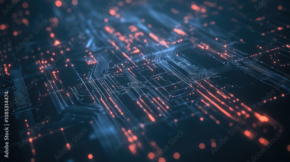 Abstract Tech Background with Thin Lines and Glowing Dots Abstract Tech Background with Thin Lines and Glowing Dots