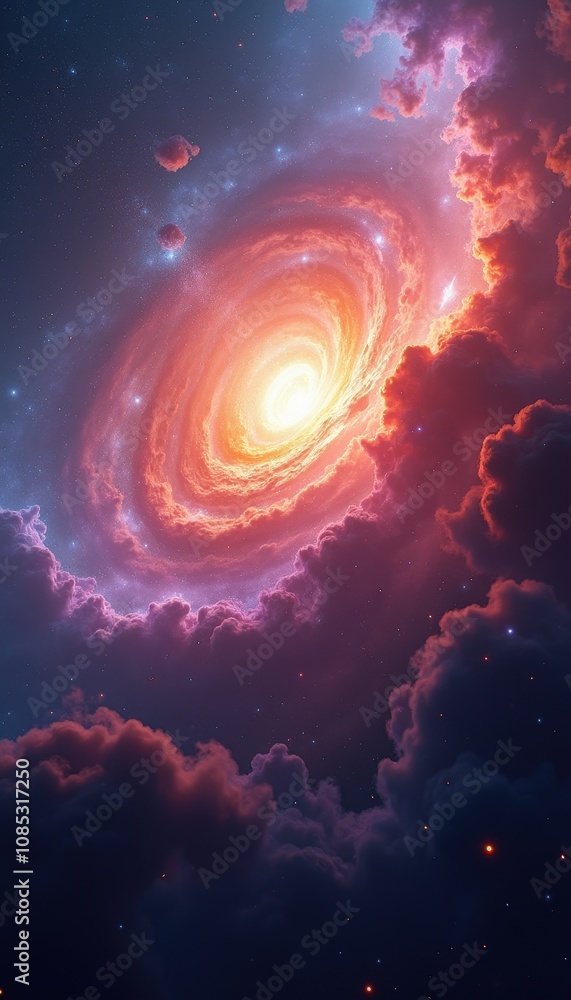 Fototapeta premium Stunning nebula explosion with vibrant colors spreading through the galaxy.
