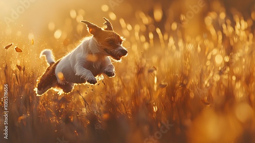 Energetic Jack Russell Leaping Over Grass