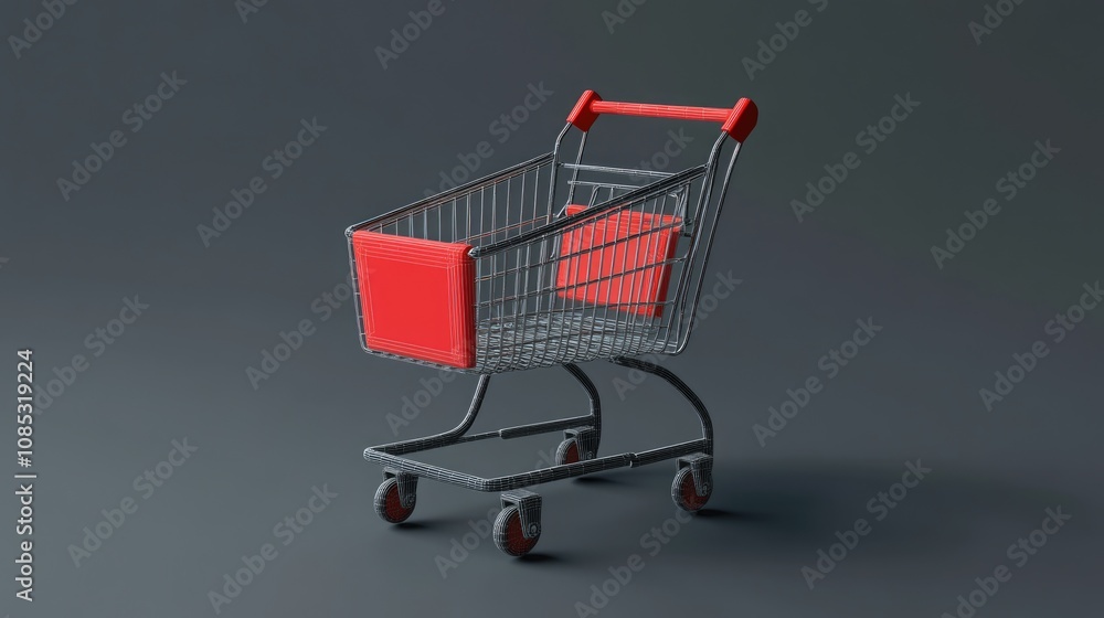 Wireframe Shopping Cart on a Grey Background Wireframe Shopping Cart on a Grey Background