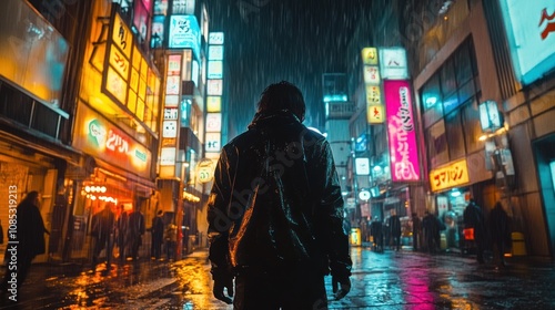 Neon Cityscape in the Rain