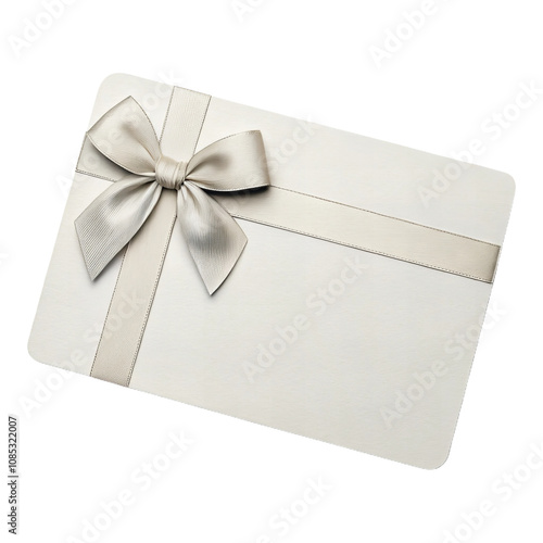 Elegant white gift card with satin ribbon bow for special occasions