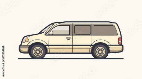 Illustration of a White Minivan