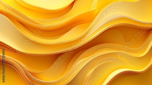 3D render of a yellow abstract background wave, Abstract background 3d wave