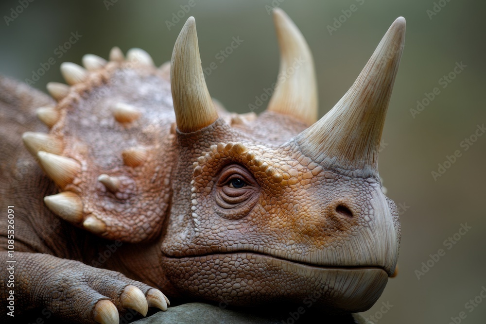 A triceratops model gazes solemnly with lifelike detail and a textured hide, evoking the ancient past in a naturalistic setting. A triceratops model gazes solemnly with lifelike detail and a textured hide, evoking the ancient past in a naturalistic setting.