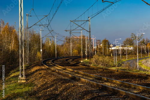 Railway track neck twist photo