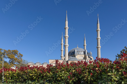 edirne/turkey. 7 november 2024. ottoman mosque architecture, selimiye mosque. architect sinan	 photo