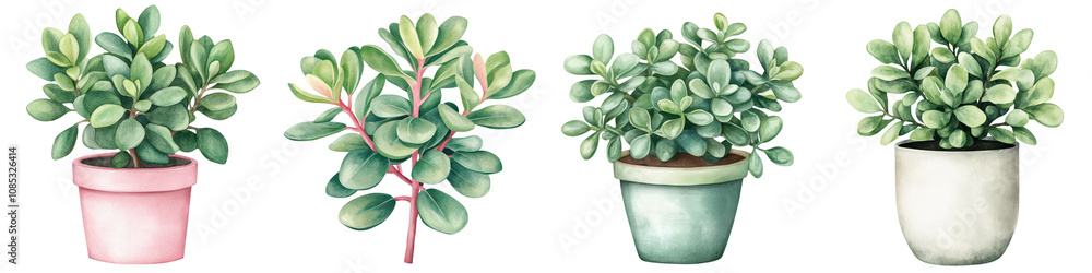 Elegant Jade Plant Succulents in Minimalist Pots for Home and Office Decor Elegant Jade Plant Succulents in Minimalist Pots for Home and Office Decor